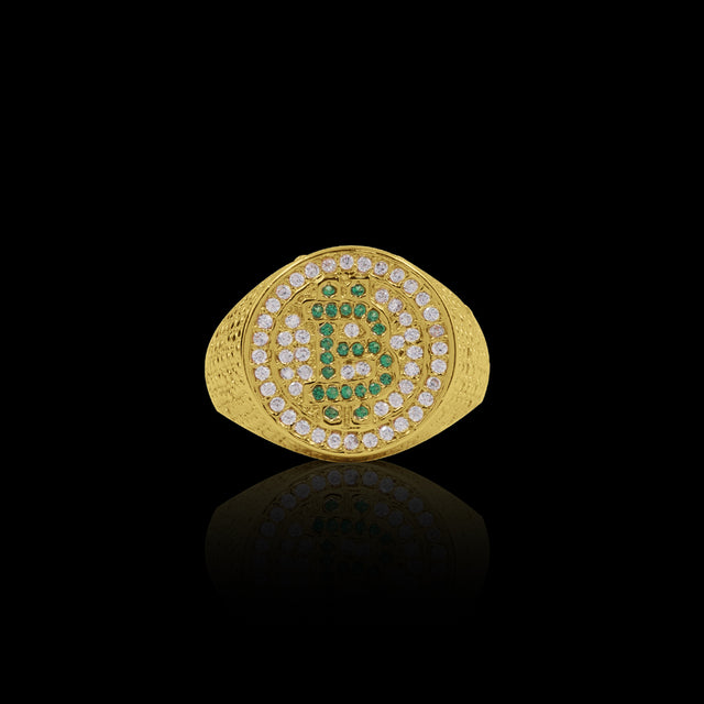 Anel Bitcoin Cravejado - Banhado a Ouro 18K