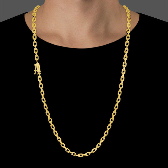 Corrente Elo Cadeado (5,5mm) - 60cm ou 70cm - Banhado a Ouro 18K