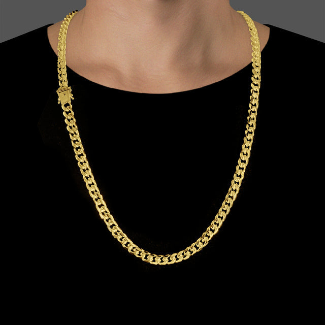 Corrente Grumet Cuban (7mm) - 60cm ou 70cm - Banhado a Ouro 18K