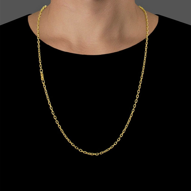 Corrente Elo Cadeado (3mm) - 60cm ou 70cm - Banhado a Ouro 18K