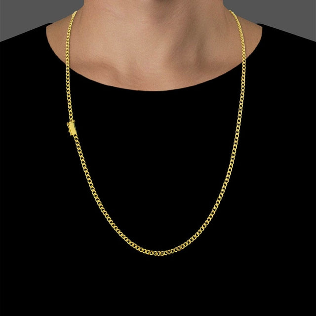 Corrente Grumet (3mm) - 60cm ou 70cm - Banhado a Ouro 18K