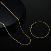CORRENTE ELO PORTUGUÊS (2mm) - 60cm ou 70cm + PULSEIRA ELO PORTUGUÊS (1,5mm) - 19cm ou 21cm - BANHADO A OURO 18K