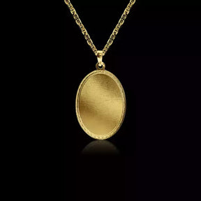Corrente Piastrini (2mm) 60cm + Pingente Oval Moldura 1 Personalize - 3,5x2,5cm - Banhado a Ouro 18K