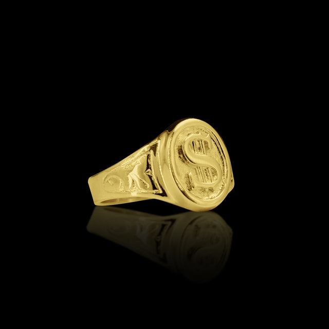 Anel Oval Cifrão - Banhado a Ouro 18K