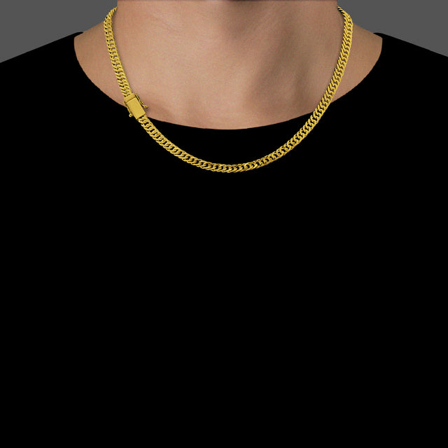 Corrente Grumet Dupla (6mm) - 50cm, 60cm ou 70cm - Banhado a Ouro 18K