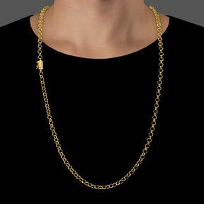 Corrente Elo Português (5mm) - 60cm ou 70cm - Banhado a Ouro 18K