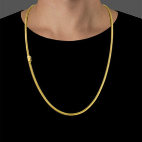 Corrente Rabo de Rato Flat (5mm) - 60cm ou 70cm - Banhado a Ouro 18K