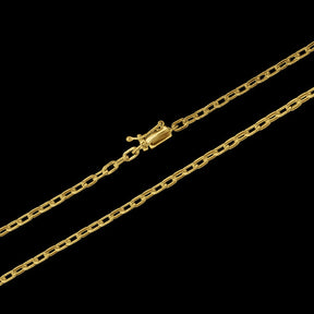 Corrente Elo Cadeado (3mm) - 60cm ou 70cm - Banhado a Ouro 18K