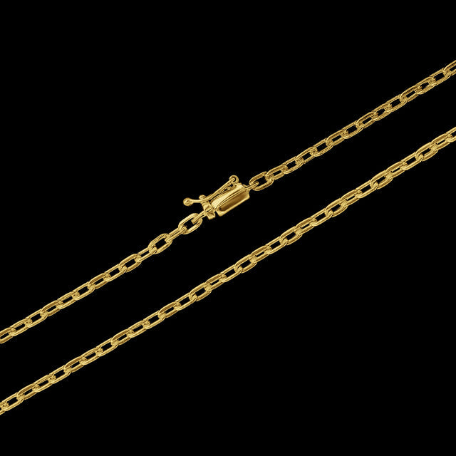 Corrente Elo Cadeado (3mm) - 60cm ou 70cm - Banhado a Ouro 18K