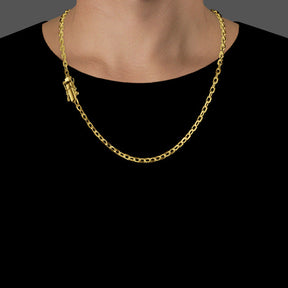 Corrente Elo Cadeado (3,5mm) - 50cm, 60cm ou 70cm - Banhado a Ouro 18K