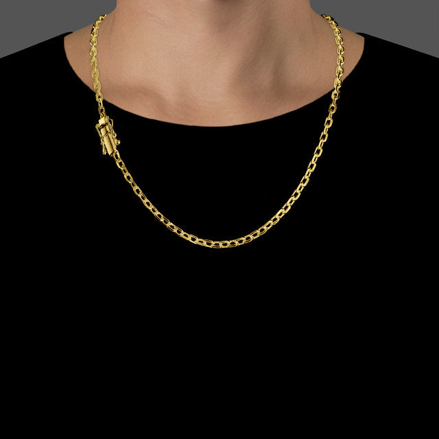 Corrente Elo Cadeado (3,5mm) - 50cm, 60cm ou 70cm - Banhado a Ouro 18K