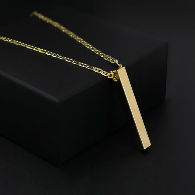 Corrente Piastrini com Pingente Personalizável (3mm) - 70cm - Banhado a Ouro 18K