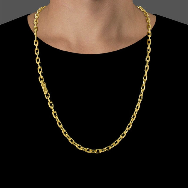 Corrente Elo Cadeado (5,5mm) - 60cm ou 70cm - Banhado a Ouro 18K