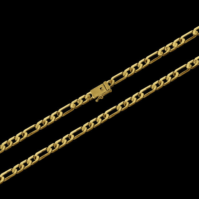 Corrente 3 Por 1 Achatada (5mm) - 60cm ou 70cm - Banhado a Ouro 18K