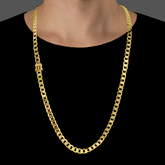 Corrente Grumet Flat (7,5mm) - 60cm ou 70cm - Banhado a Ouro 18K