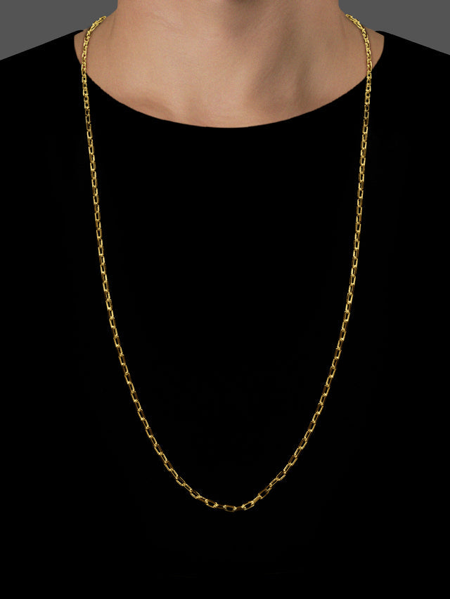 Corrente Elo Cadeado (3mm) - 60cm ou 70cm - Banhado a Ouro 18K