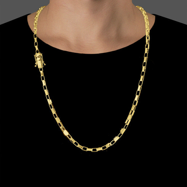 Corrente Elo Chapado (4mm) - 60cm ou 70cm - Banhado a Ouro 18K