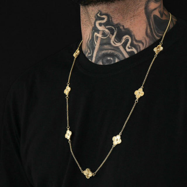 Corrente Trevo Dourado - 60cm e 70cm - Banhado a Ouro 18K