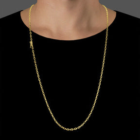 Corrente Elo Cadeado (3mm) - 60cm ou 70cm - Banhado a Ouro 18K