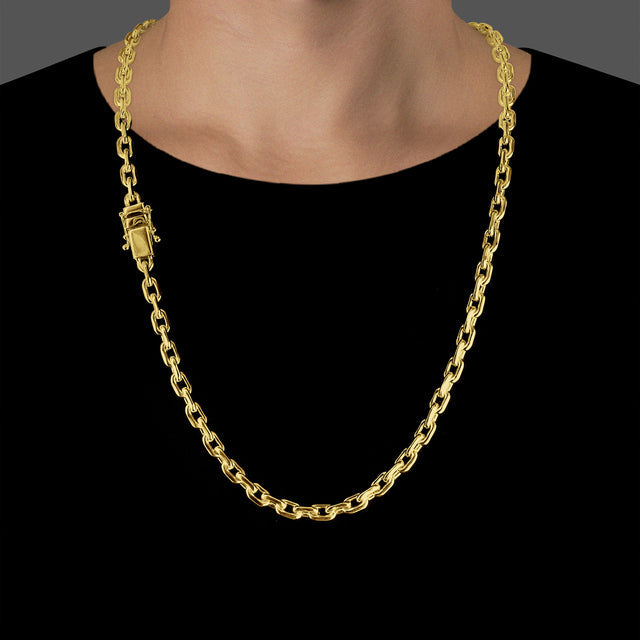 Corrente Elo Cadeado (6mm) - 60cm ou 70cm - Banhado a Ouro 18K