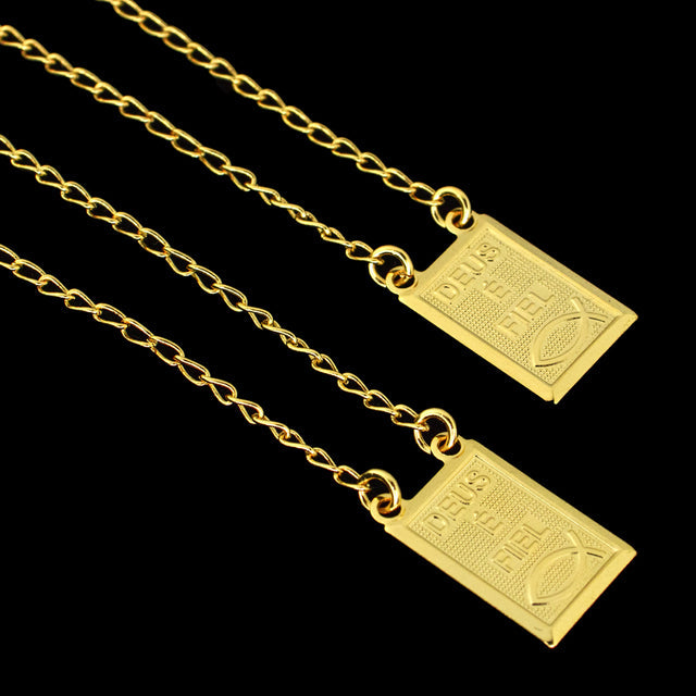 Escapulário Grumet Deus É Fiel - 70cm - Banhado a Ouro 18K