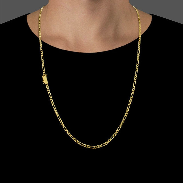 Corrente 3 Por 1 (3mm) - 60cm ou 70cm - Banhado a Ouro 18K