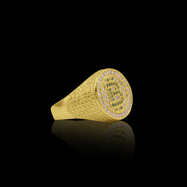 Anel Bitcoin Cravejado - Banhado a Ouro 18K