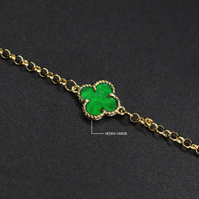 Corrente Trevo Mini Verde - 50cm e 70cm - Banhado a Ouro 18K