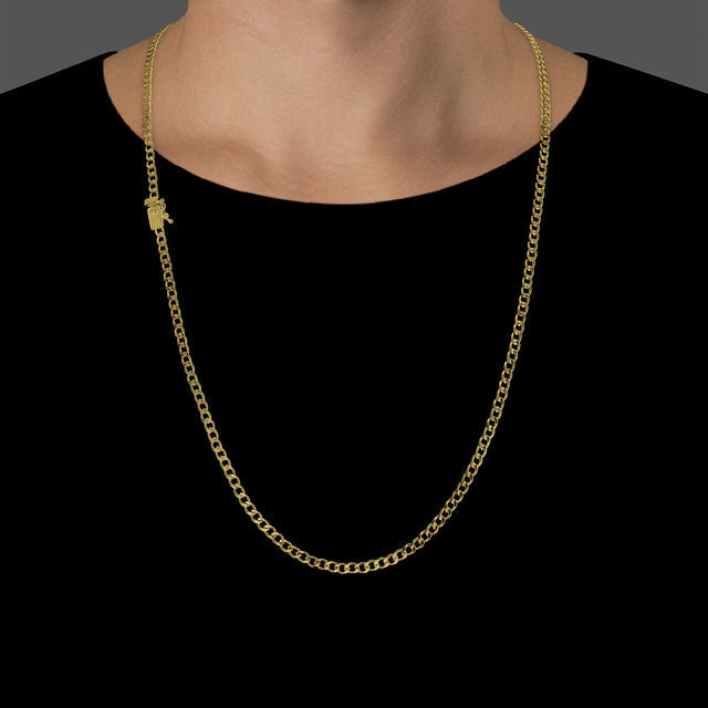 Corrente Grumet (3mm) - 60cm ou 70cm - Banhado a Ouro 18K
