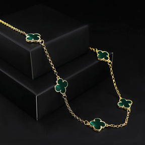 Corrente Trevo Verde - 60cm - Banhado a Ouro 18K