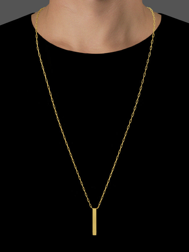 Corrente Elo Cadeado Fino com Pingente Personalizável (1mm) - 70cm - Banhado a Ouro 18K