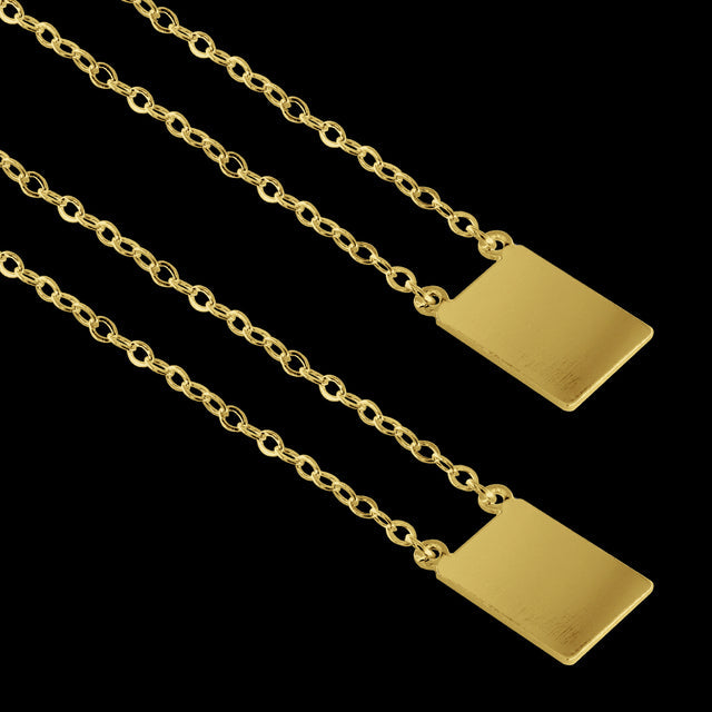 Escapulário Elo Cadeado Fino Redondo (2mm) com Pingente Personalizável (1x1,3cm) - 70cm - Banhado a Ouro 18K