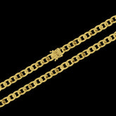 Corrente Grumet Flat (7,5mm) - 60cm ou 70cm - Banhado a Ouro 18K