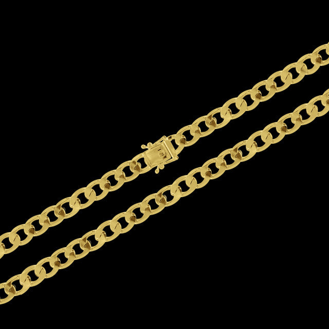 Corrente Grumet Flat (7,5mm) - 60cm ou 70cm - Banhado a Ouro 18K