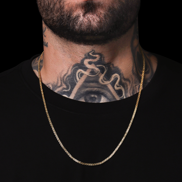Corrente Elo Cadeado Duplo (3mm) - 60cm ou 70cm - Banhado a Ouro 18K