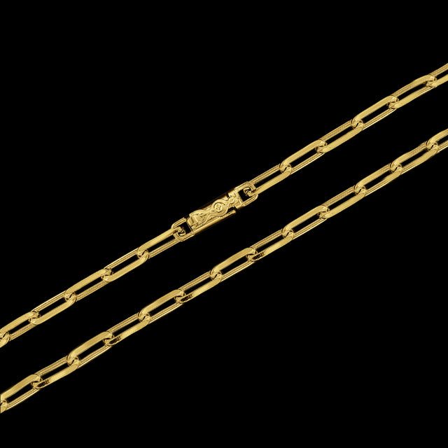 Corrente Elo Cadeado Fino (5,5mm) - 60cm ou 70cm - Banhado a Ouro 18K