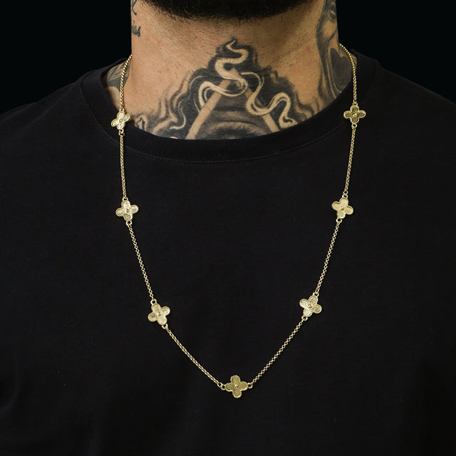 Corrente Trevo Dourado - 70cm e 60cm - Banhado a Ouro 18K