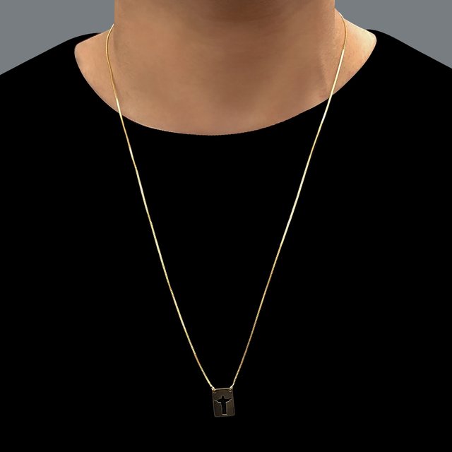 Escapulário Veneziana Cristo Redentor/Paz - 70cm - Banhado a Ouro 18K