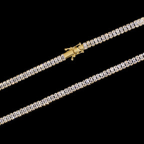 Corrente Riviera Cravejada (6mm) - 50cm, 60cm ou 70cm - Banhado a Ouro 18K