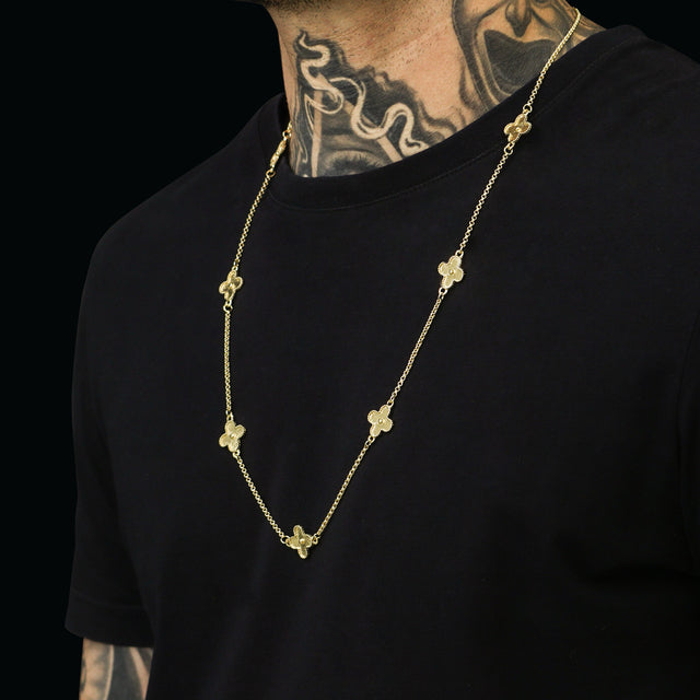 Corrente Trevo Dourado - 70cm e 60cm - Banhado a Ouro 18K