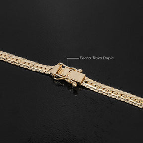 Corrente Grumet Flat Detalhada (6mm) - 60cm ou 70cm - Banhado a Ouro 18K