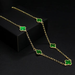 Corrente Trevo Mini Verde - 50cm e 70cm - Banhado a Ouro 18K