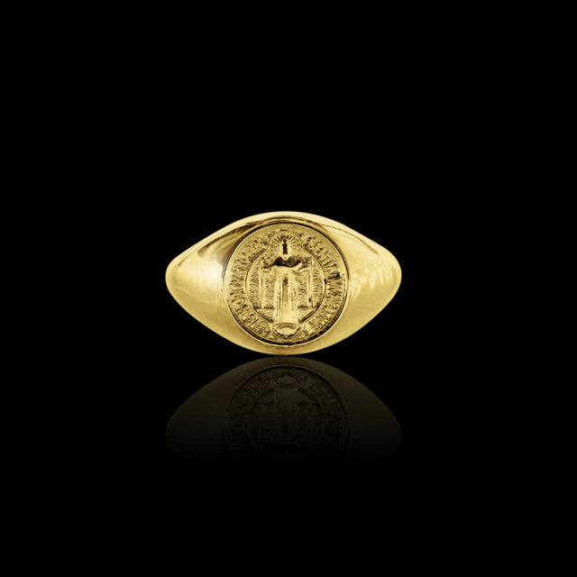 Anel Imagem São Bento 2 - Banhado a Ouro 18K
