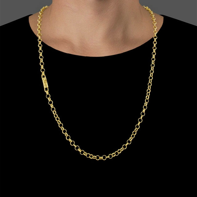 Corrente Elo Português (5mm) - 60cm ou 70cm - Banhado a Ouro 18K