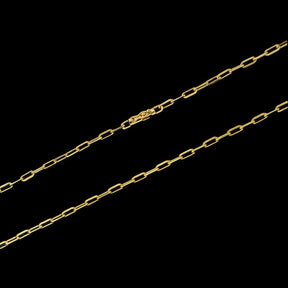 Corrente Elo Cadeado Fino (3mm) - 60cm ou 70cm - Banhado a Ouro 18K