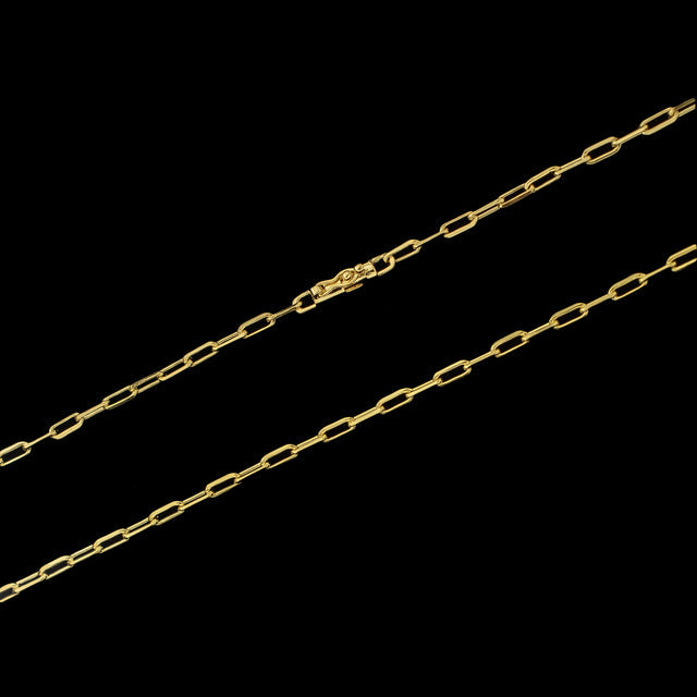 Corrente Elo Cadeado Fino (3mm) - 60cm ou 70cm - Banhado a Ouro 18K